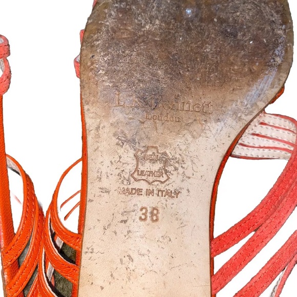 L.K.Bennett Orange Leather/Suede Slide Sandals Sz Women’s 38,8 - Picture 7 of 7